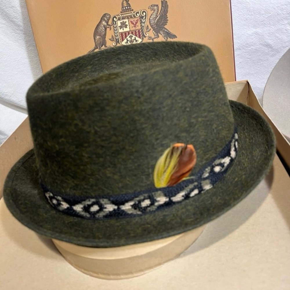 Stetson green wool fedora - Excellent condition with box  - Size 7